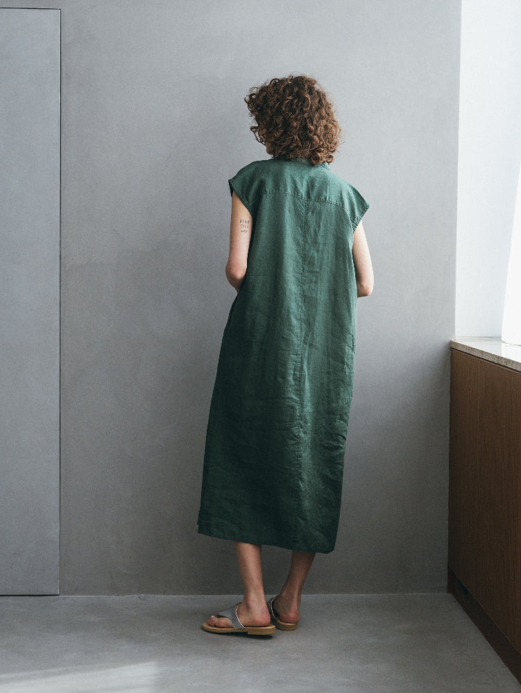 Riia Dress Vert Buis | Fog Linen