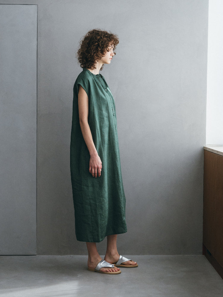 Riia Dress Vert Buis | Fog Linen