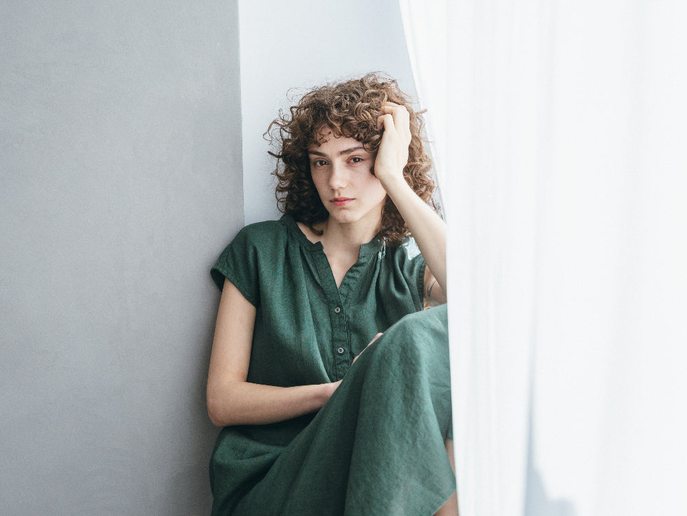 Riia Dress Vert Buis | Fog Linen