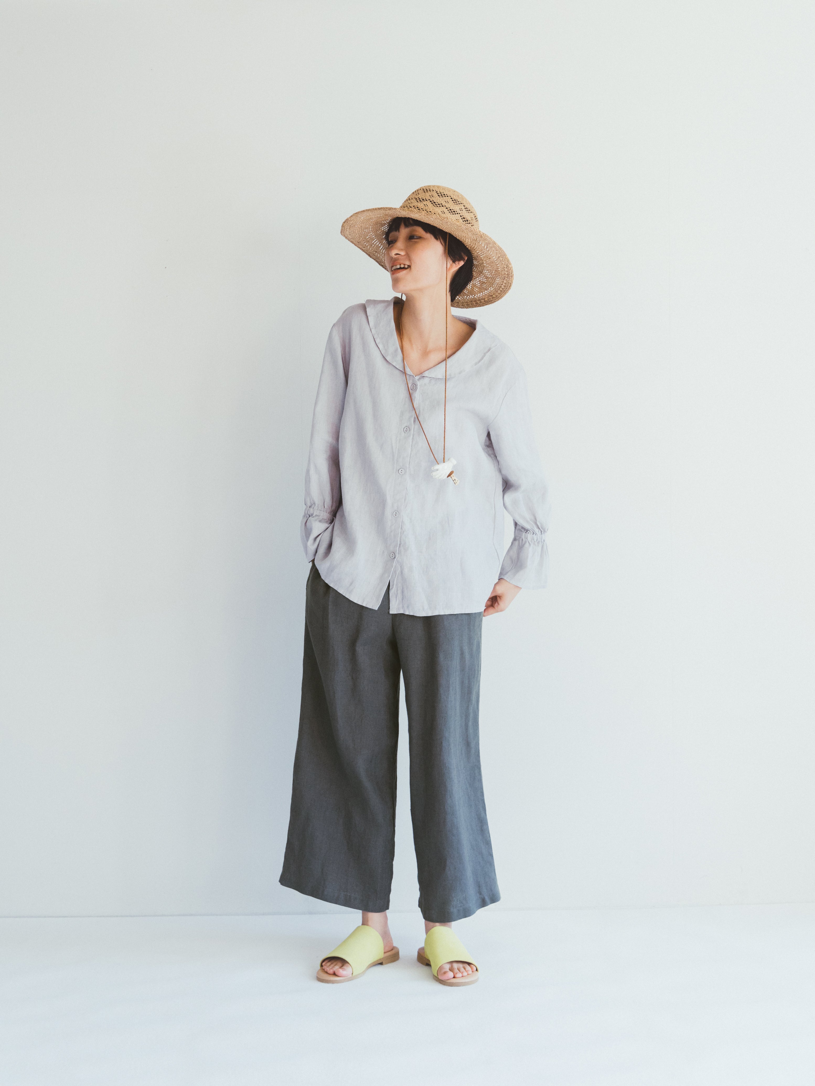 Lea Linen Pigeon Top | Fog Linen