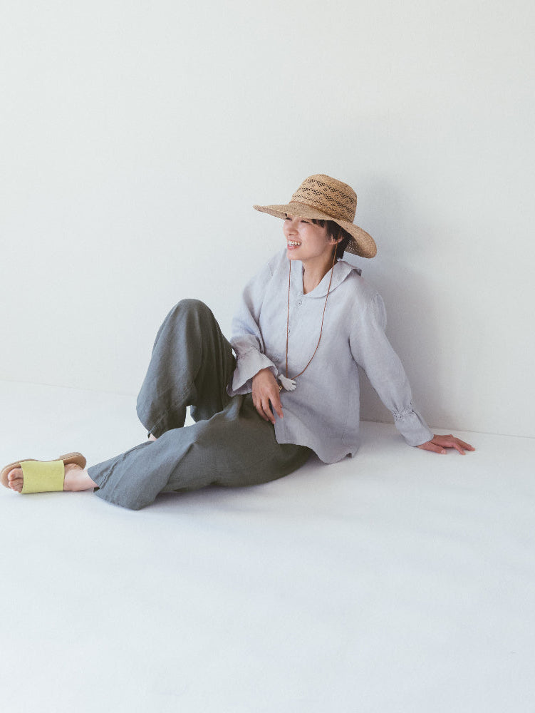 Lea Linen Pigeon Top | Fog Linen