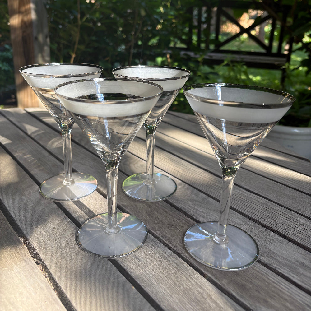 Set of four vintage martini glasses outdoor entertaining