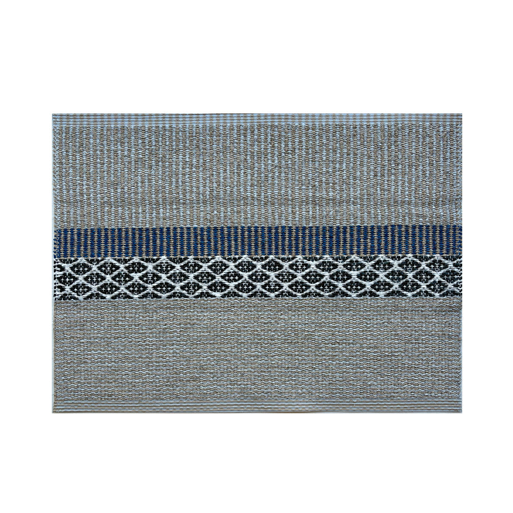 Rectangular rug with striped pattern on a white background