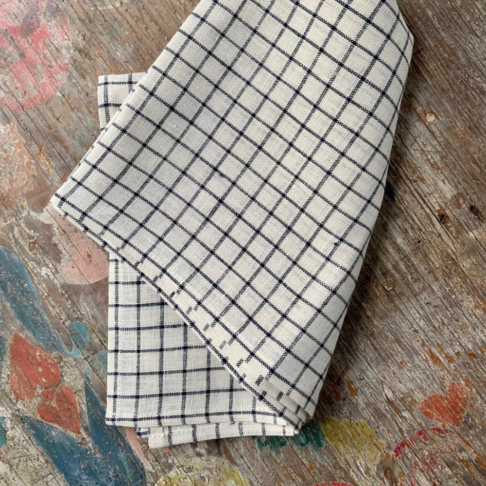 Ivory & Black Plaid Kitchen Towel | Fog Linen