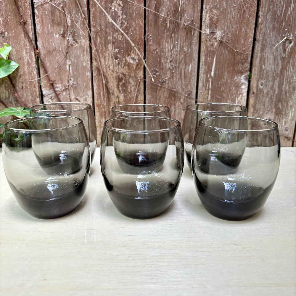 Vintage | Smoky Grey Rocks Glasses