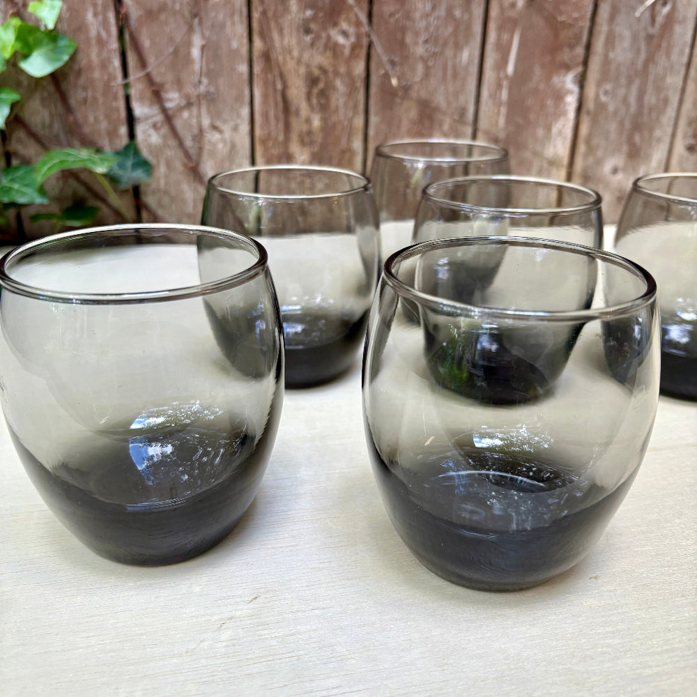 Vintage | Smoky Grey Rocks Glasses