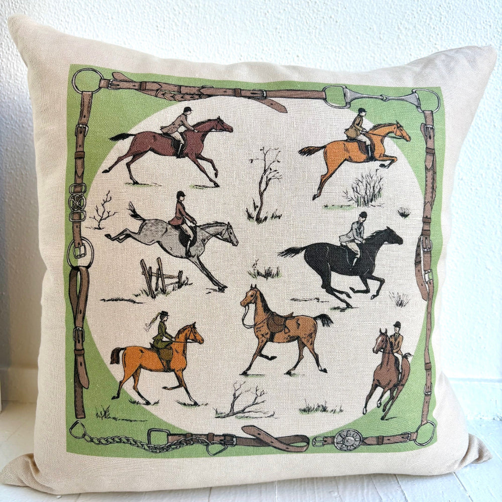 Equestrian 20” linen pillow