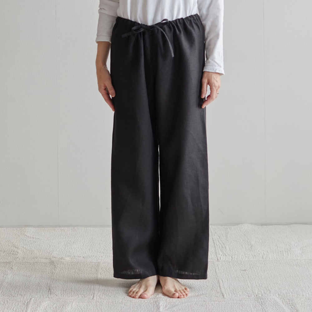 Oise Black Draw String Pants | Fog Linen