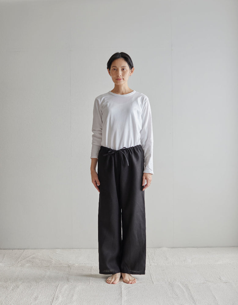 Oise Black Draw String Pants | Fog Linen