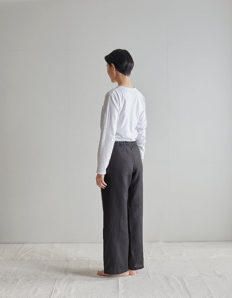 Oise Black Draw String Pants | Fog Linen