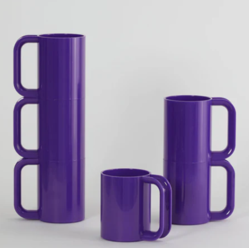Purple Hellerware Max mugs on a white background
