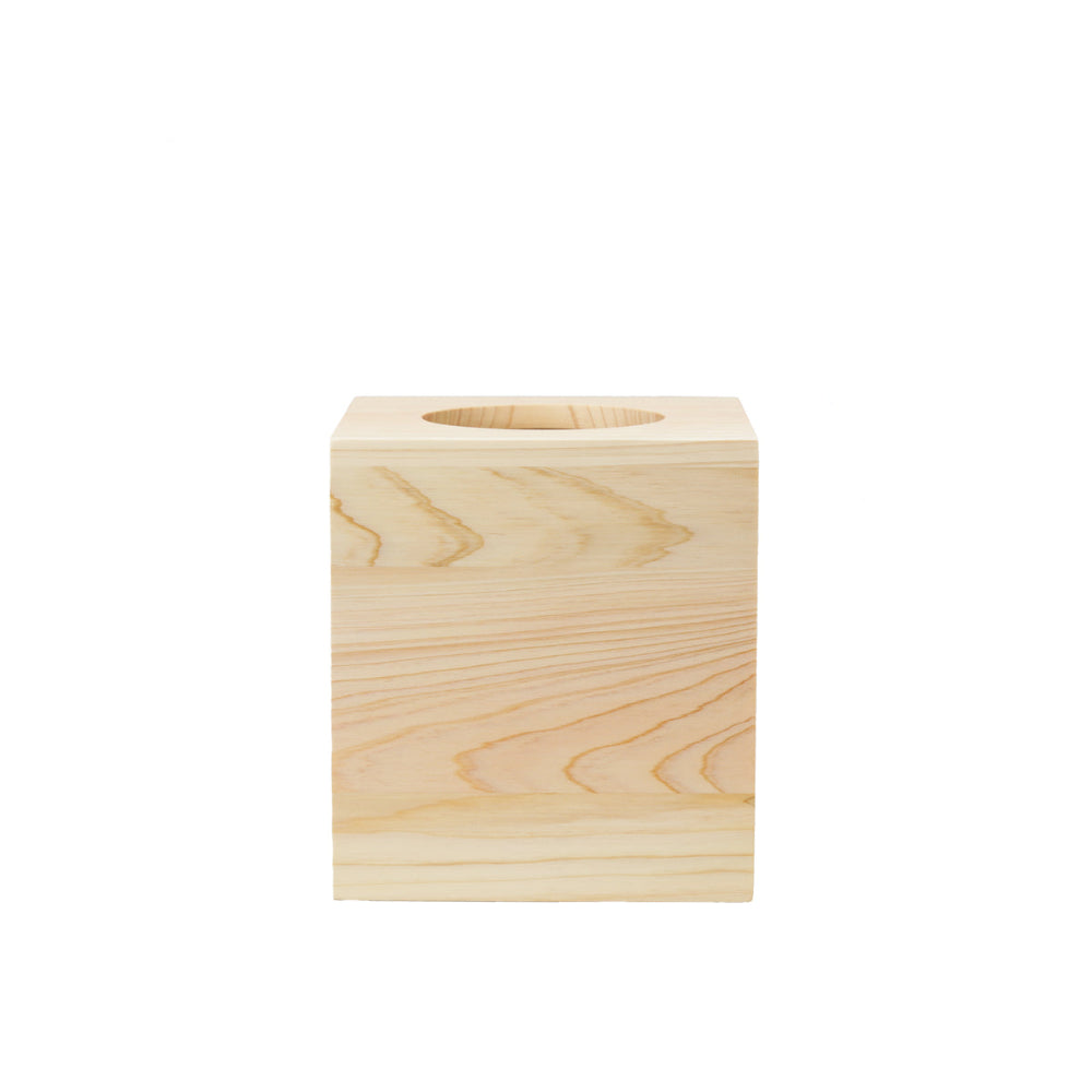 Wood Cube Tissue Box Cover | Hinoki