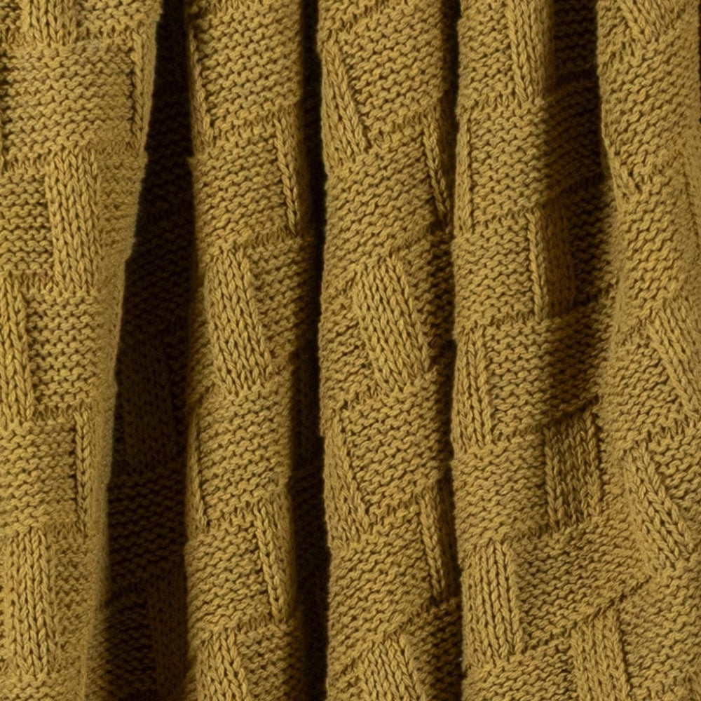 mustard-yellow-basketweave-cotton-polyester-throw-blanket
