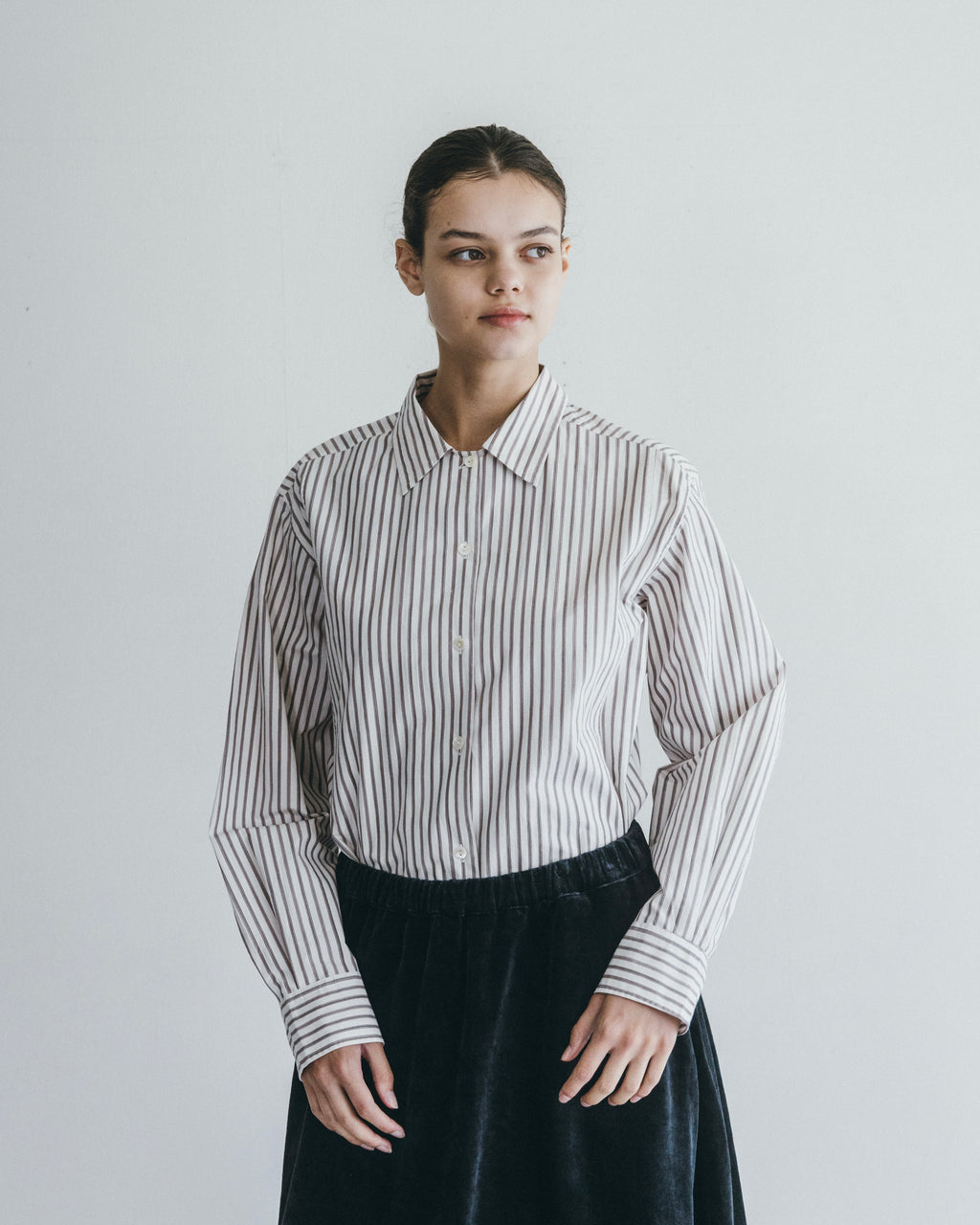Rajesh Shirt Brown Stripe | Fog Linen