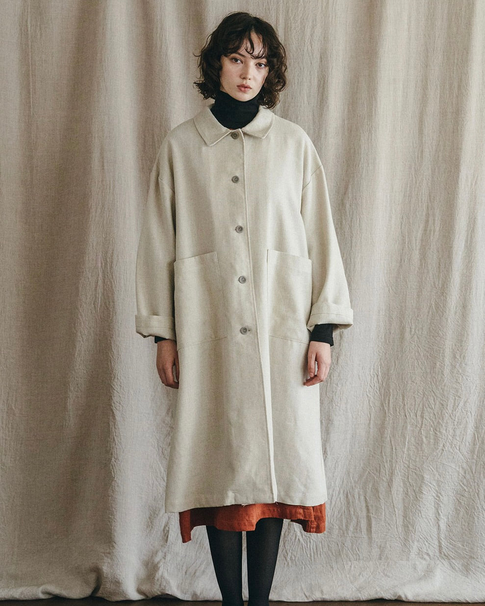 Rasa Coat Wool Linen Natural | Fog Linen