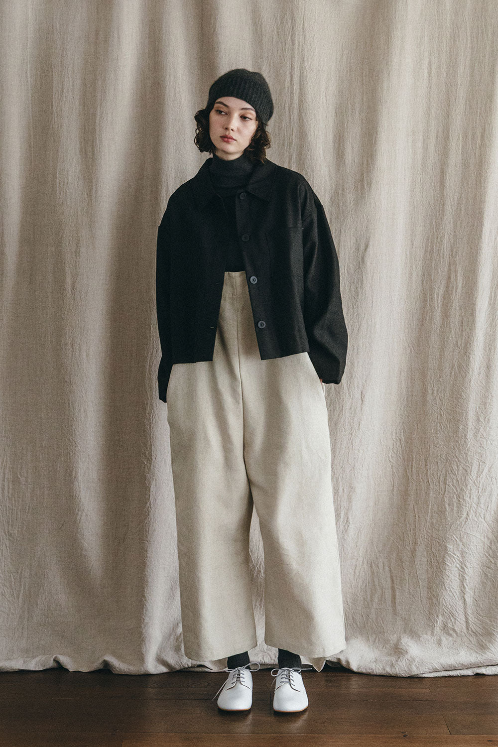 Lilija Short Jacket Wool Linen Black | Fog Linen