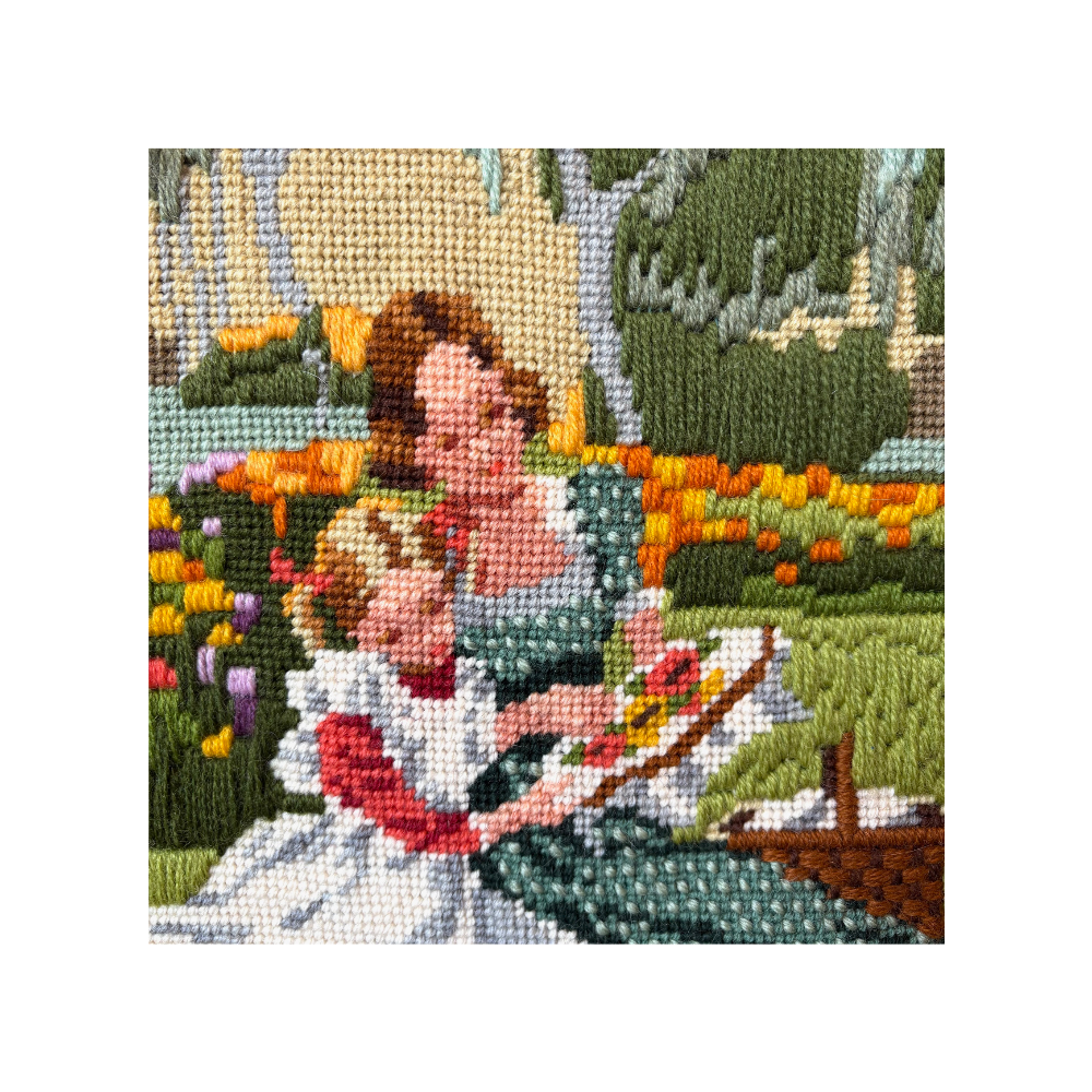 vintage-art-Crewel-Embroidery-of-woman-and-child-embroidering-detail