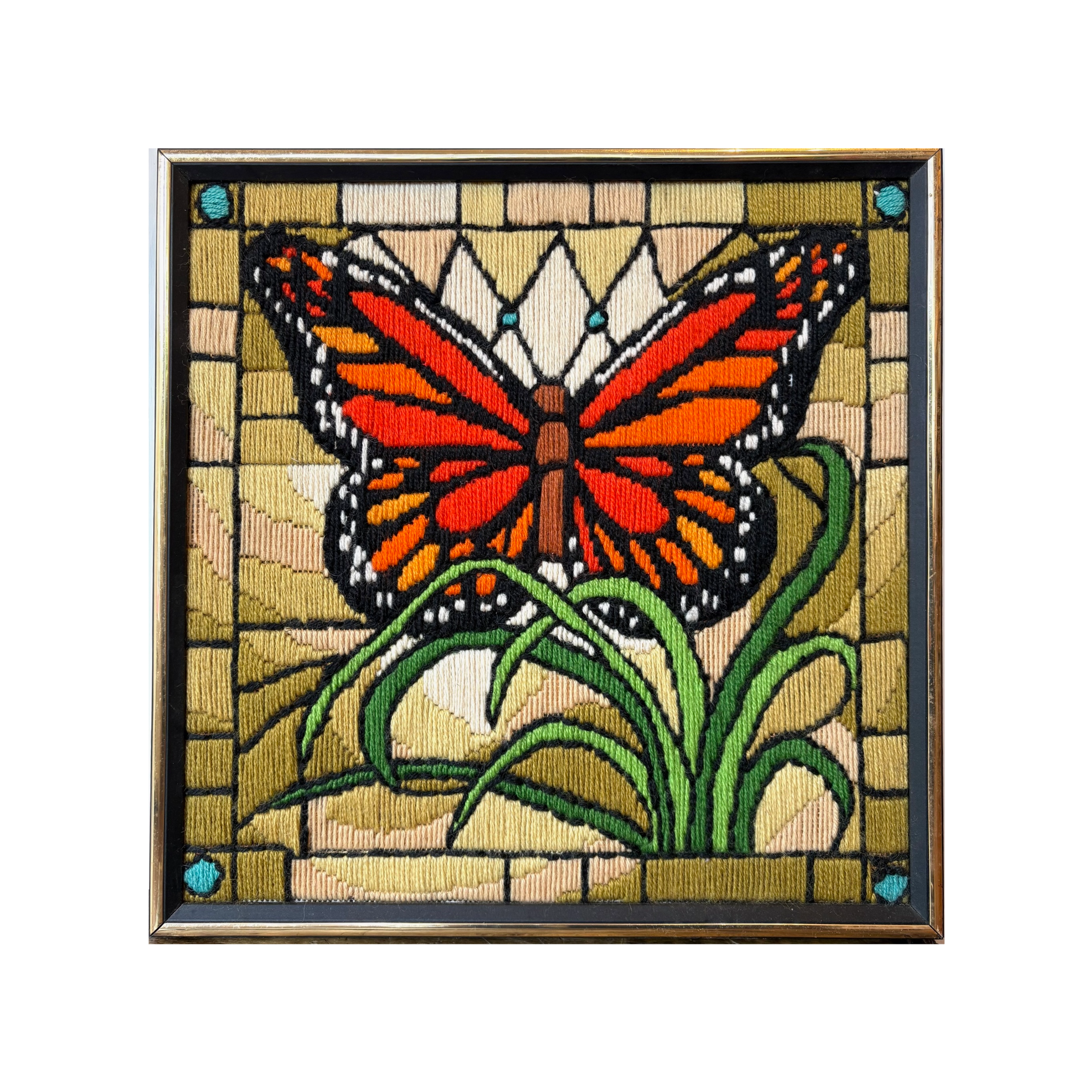 Vintage | Framed Embroidered Monarch Butterfly