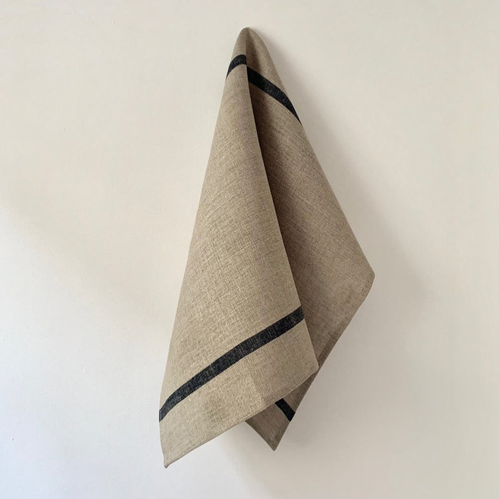 Natural with Blue Stripe Kitchen Towel | Fog Linen
